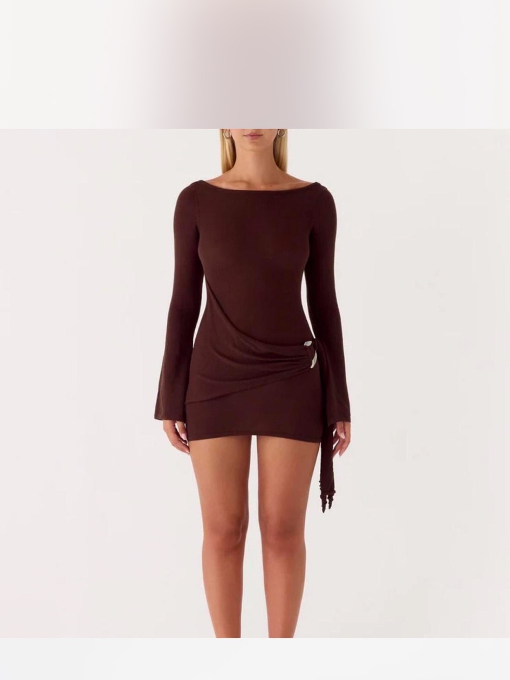 Peppermayo Long-Sleeve Mini Dress with Side Drape
